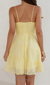 calista strap mini dress in yellow