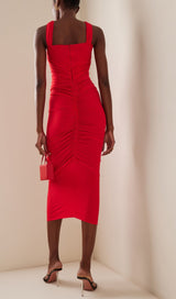 HALTER CUT OUT MAXI DRESS IN RED