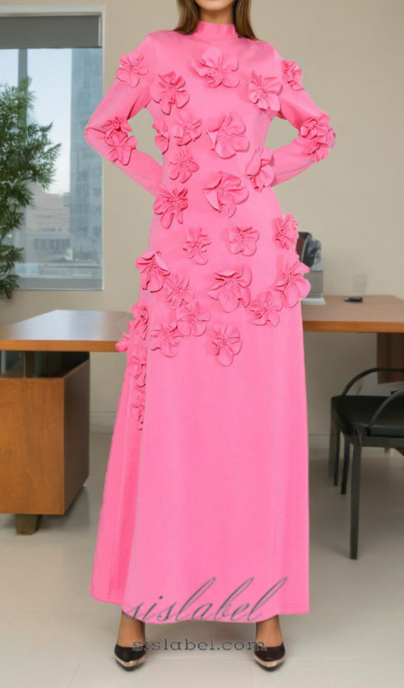 HARRIET FLORAL EMBELLISHED MAXI DRESS IN PINK