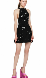 Ariane crystal-embellished scoop-back mini dress