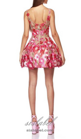 JASMINE MULTI PINK FLORAL EMBELLISHMENT MINI DRESS