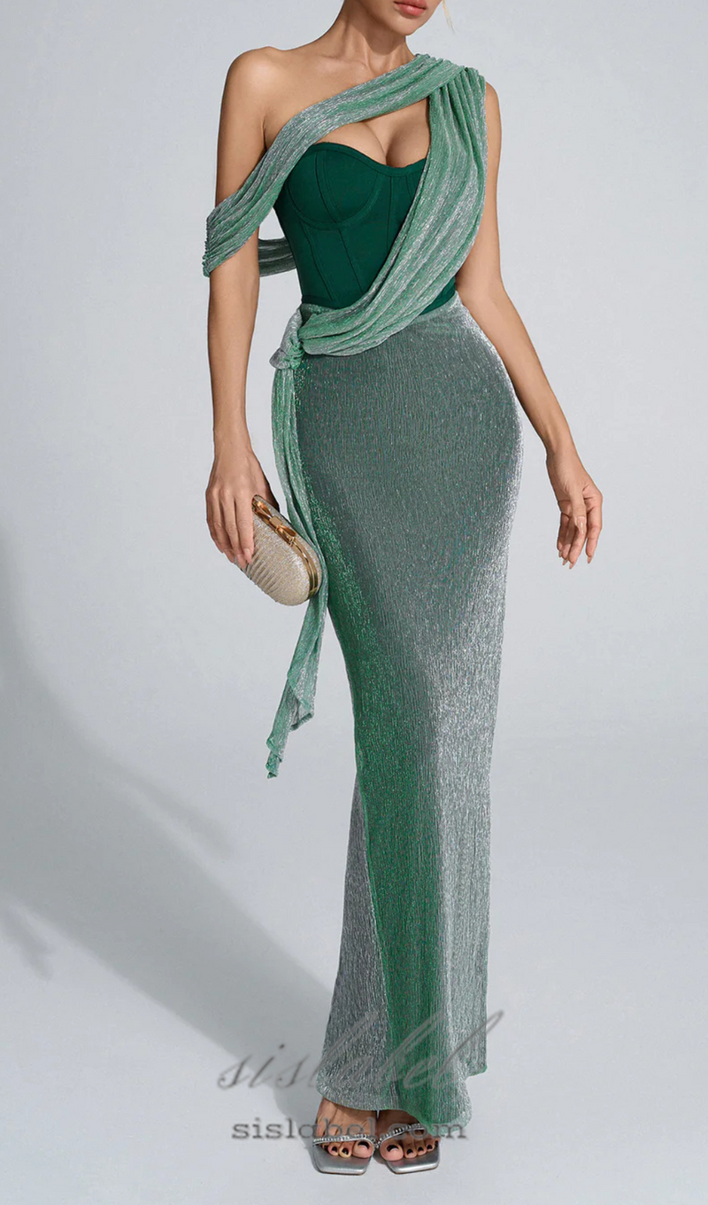 Emerald Green Halter Strap Maxi Dress