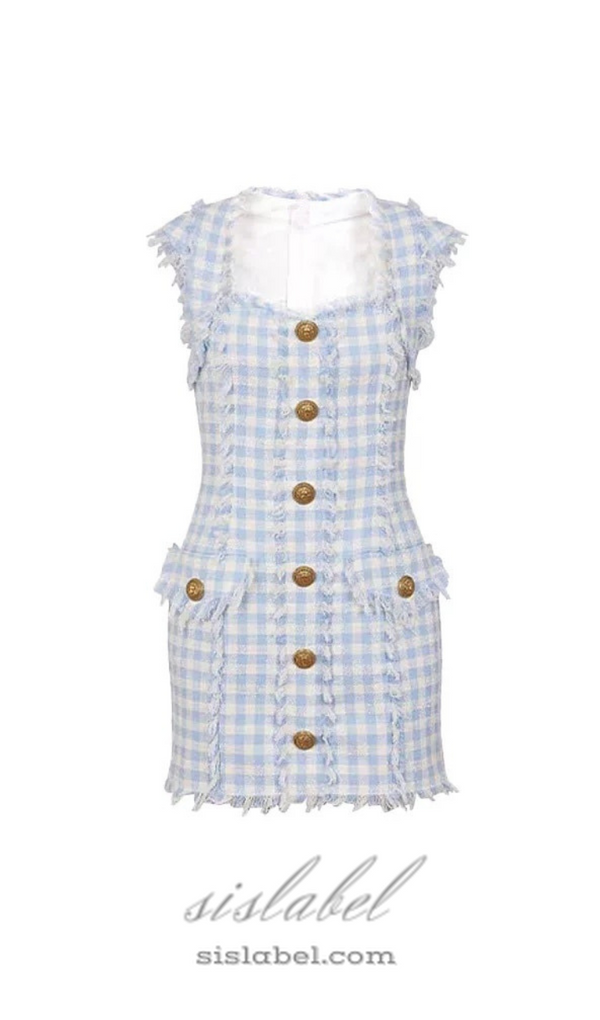 Blue White Gingham Mini dress