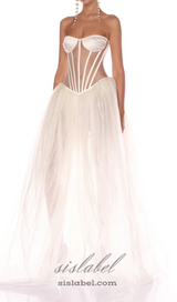 ODILE STRAPLESS GOWN IN WHITE