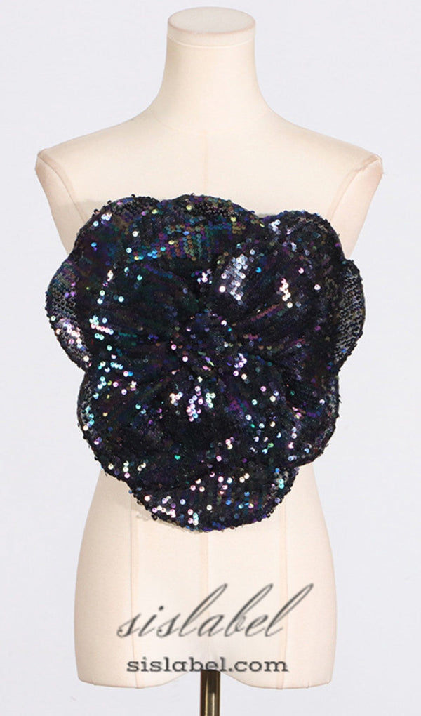 ANINDA SEQUIN FLOWER CROP TOP