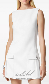 Stretch Crepe Strapless Mini dress in white