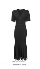 DOLORES BLACK POINTELLE MIDI DRESS