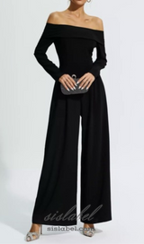 DOMINIC OFF-THE-SHOULDER CREPE JUMPSUIT IN BLACK