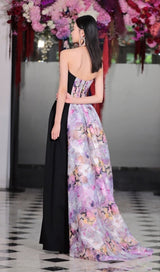 Satin-stitched floral haute couture gown