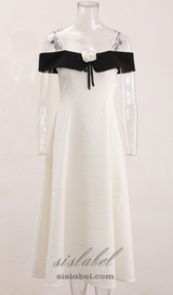 ATALANTA TEXTURED PLEATED SUSPENDER DRESS IN WHITE