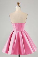 Cute A Line Sweetheart Corset Fuchsia Homecoming Dress with Beading