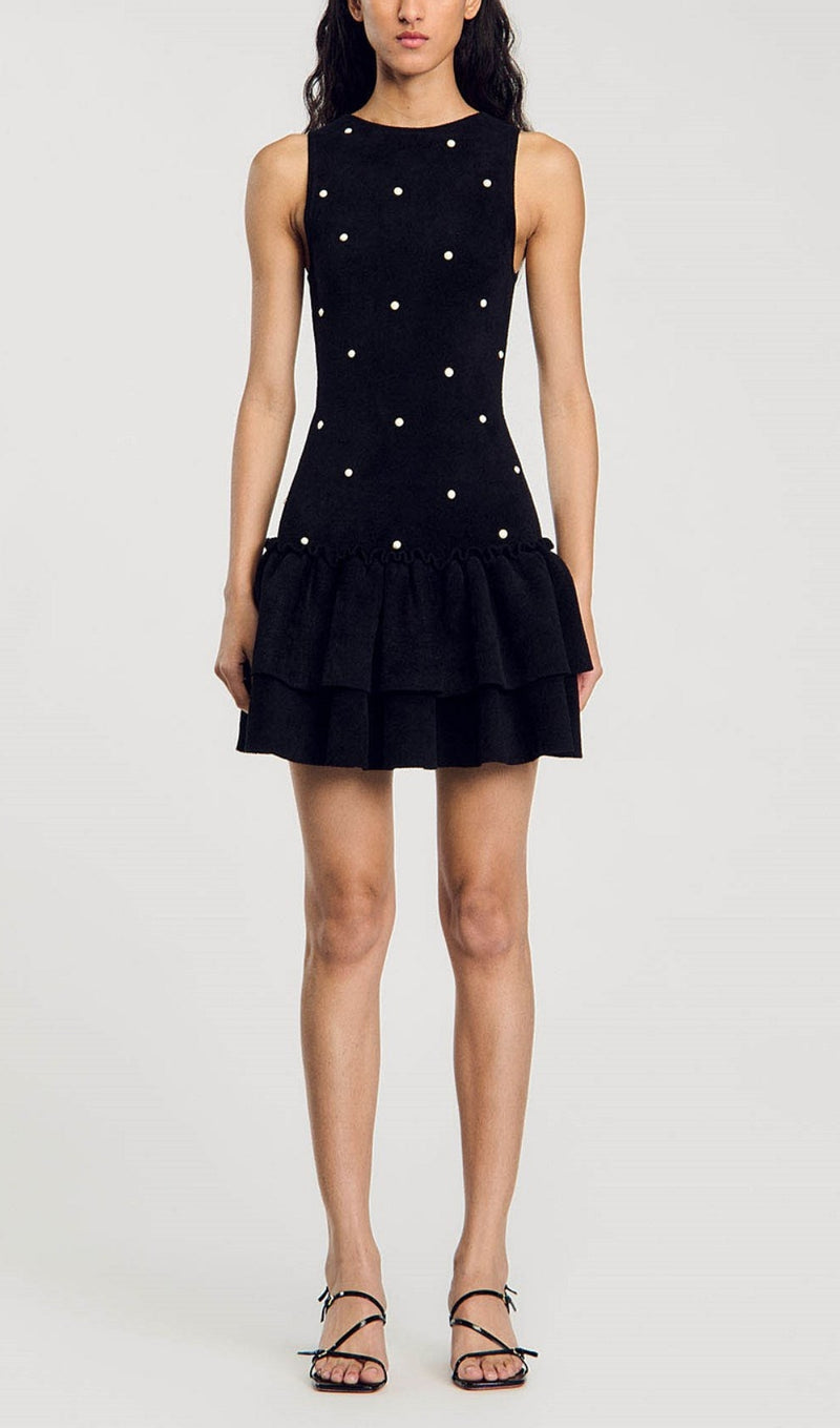 EMMA EMBELLISHED VELVET KNIT DRESS