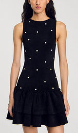 EMMA EMBELLISHED VELVET KNIT DRESS