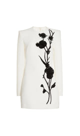 VENUS FLORAL EMBROIDERY BEAD MINI DRESS