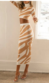 LENA ZEBRA PRINT KNIT SET