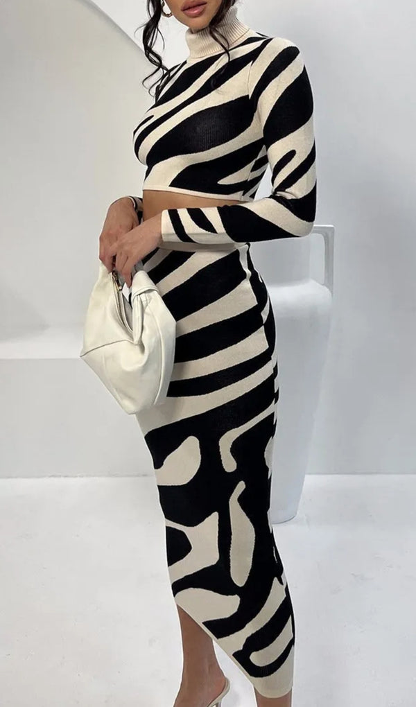 LENA ZEBRA PRINT KNIT SET