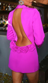 DACRE BACK CUTOUT FLOWER BLAZER IN HOT PINK