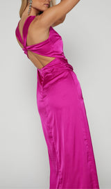 TWIST DETAIL MIDI DRESS IN FUCHSIA