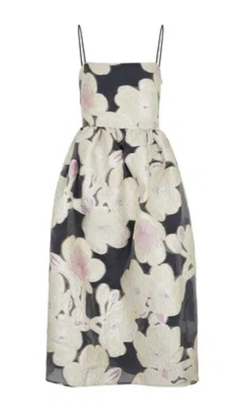 ANNY FLORAL-JACQUARD MIDI DRESS