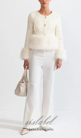 FAUX FUR COAT WITH WOOL BLEND