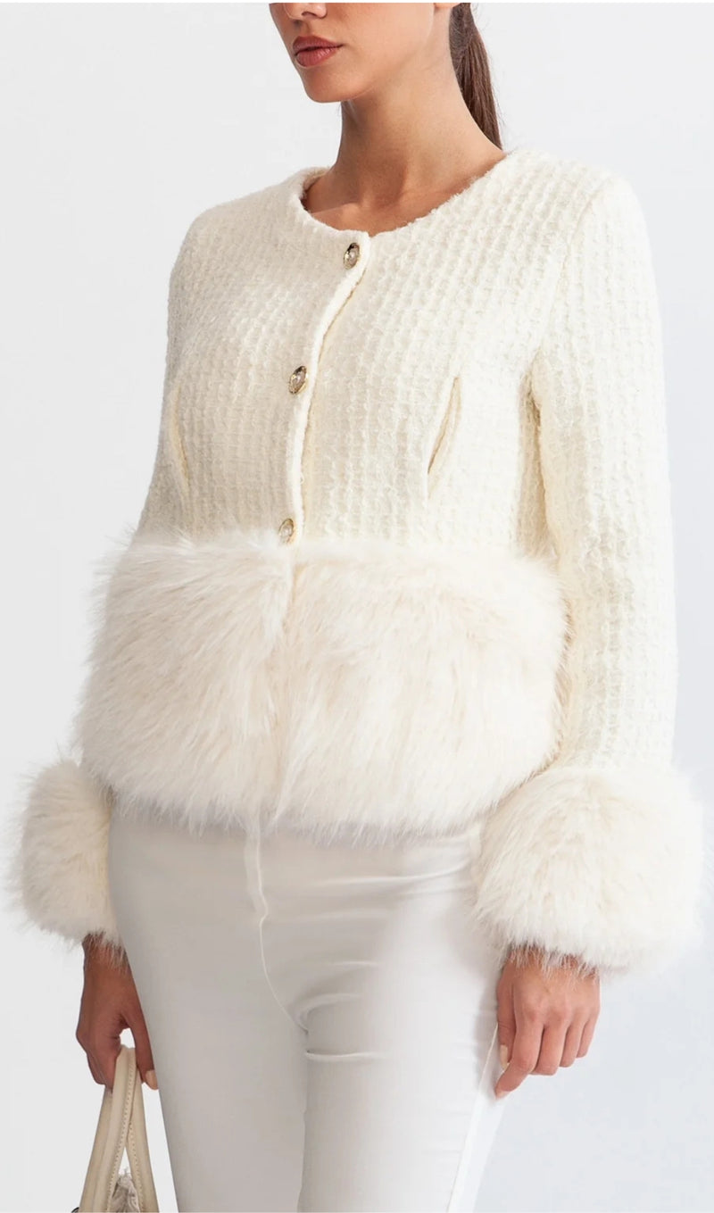 FAUX FUR COAT WITH WOOL BLEND