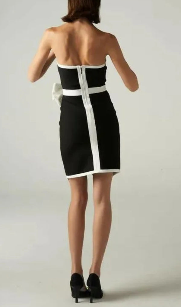 ELSIE CONTRAST STRAPLESS BANDAGE MINI DRESS