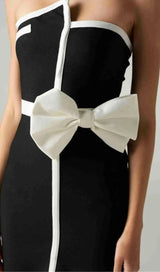 ELSIE CONTRAST STRAPLESS BANDAGE MINI DRESS