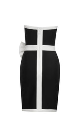 ELSIE CONTRAST STRAPLESS BANDAGE MINI DRESS