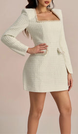 CAMILLA SQUARE NECK TWEED MINI DRESS