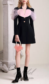 BLACK HEART DECOR JACKET DRESS