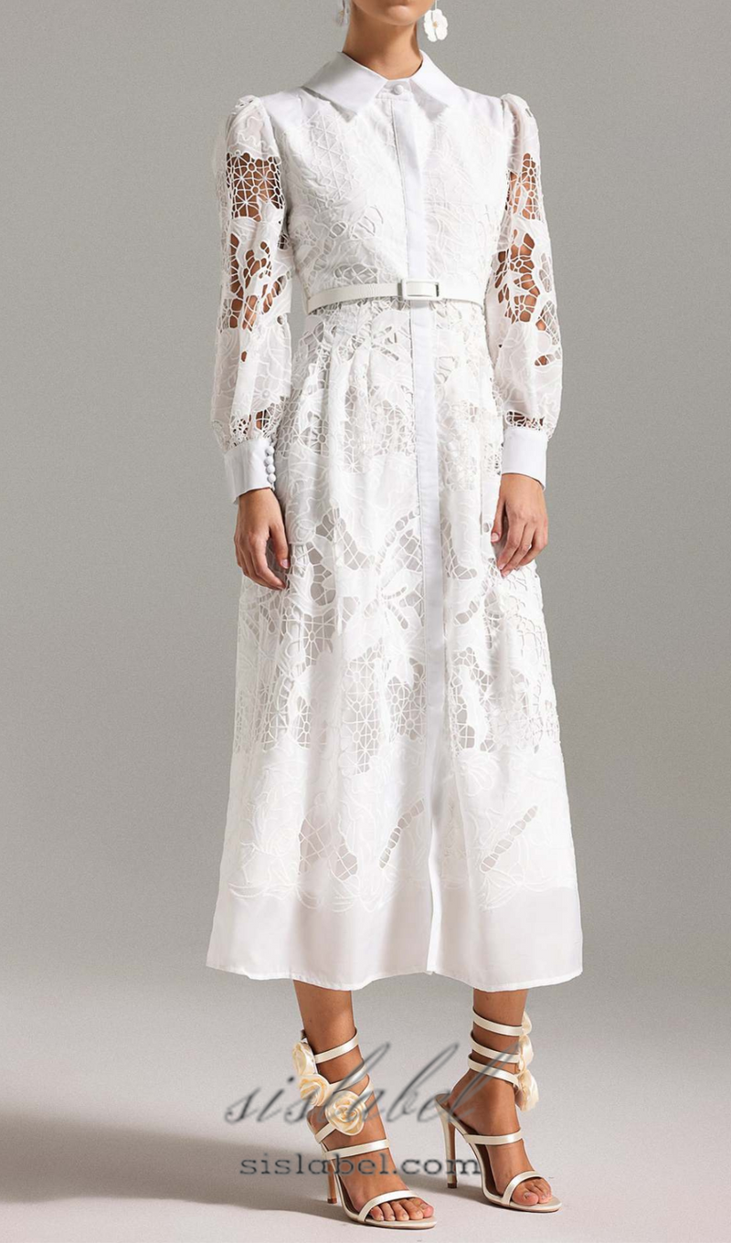 JIKISY LACE MIDI DRESS IN WHITE