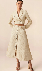 Karine white fringed jacket & skirt matching set