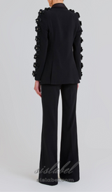 LEONIE FLOWER EMBELLISHED BLACK BLAZER