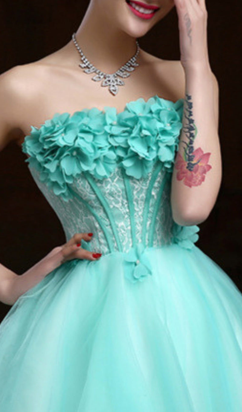 ANEIRA ROBE MINI À FLEURS CORSET EN VERT