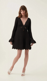 Laura black cut-out knit mini dress