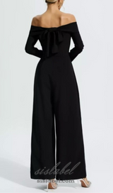 DOMINIC OFF-THE-SHOULDER CREPE JUMPSUIT IN BLACK