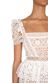 GUIPURE LACE LAYERED MINI DRESS