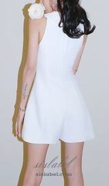 CHAYA WHITE SLEEVELESS RHINESTONE EMBELLISHED ROMPER