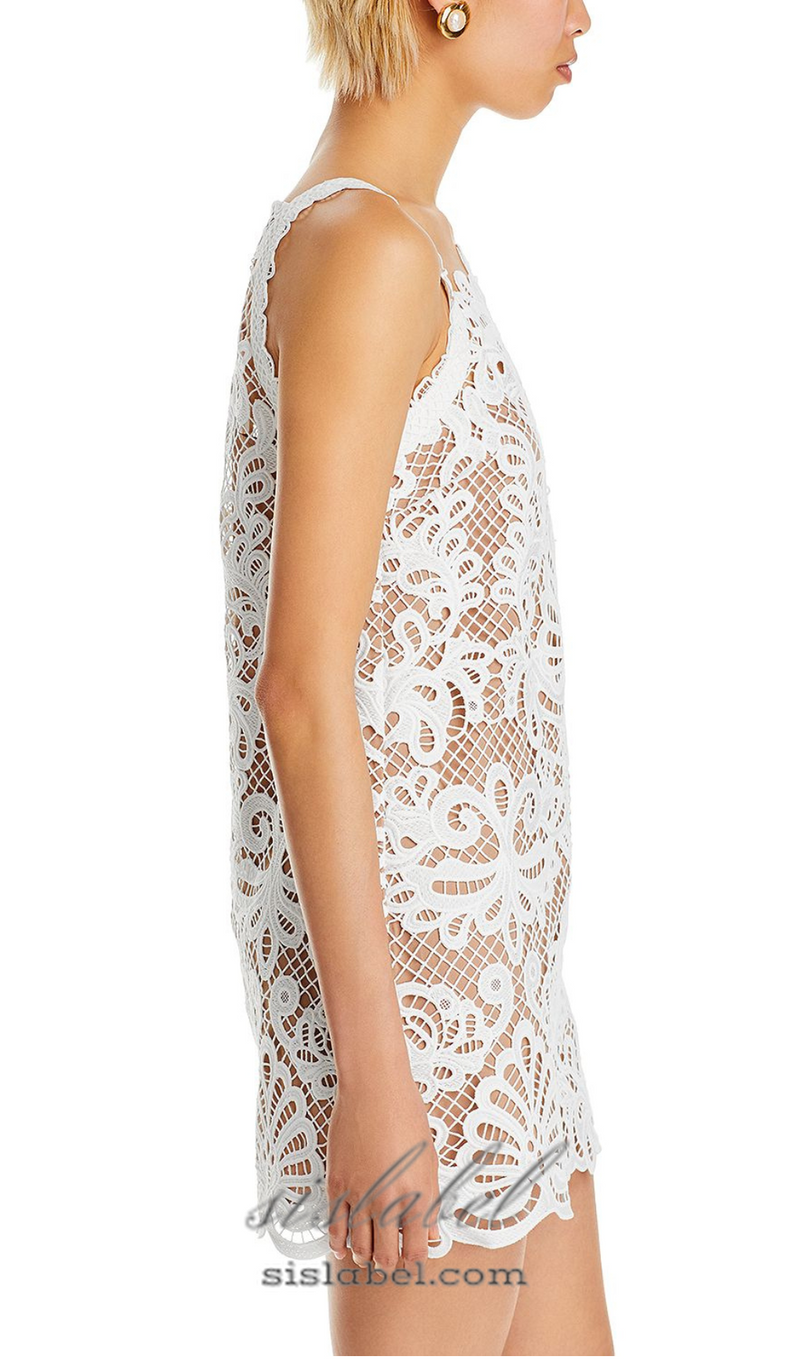 ODELETTE WHITE GUIPURE LACE MINI DRESS