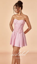 Lace corset mini dress in pink