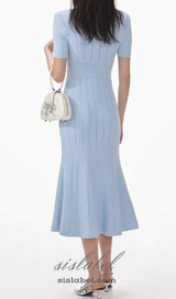 DOLORES POINTELLE MIDI DRESS IN LIGHT BLUE