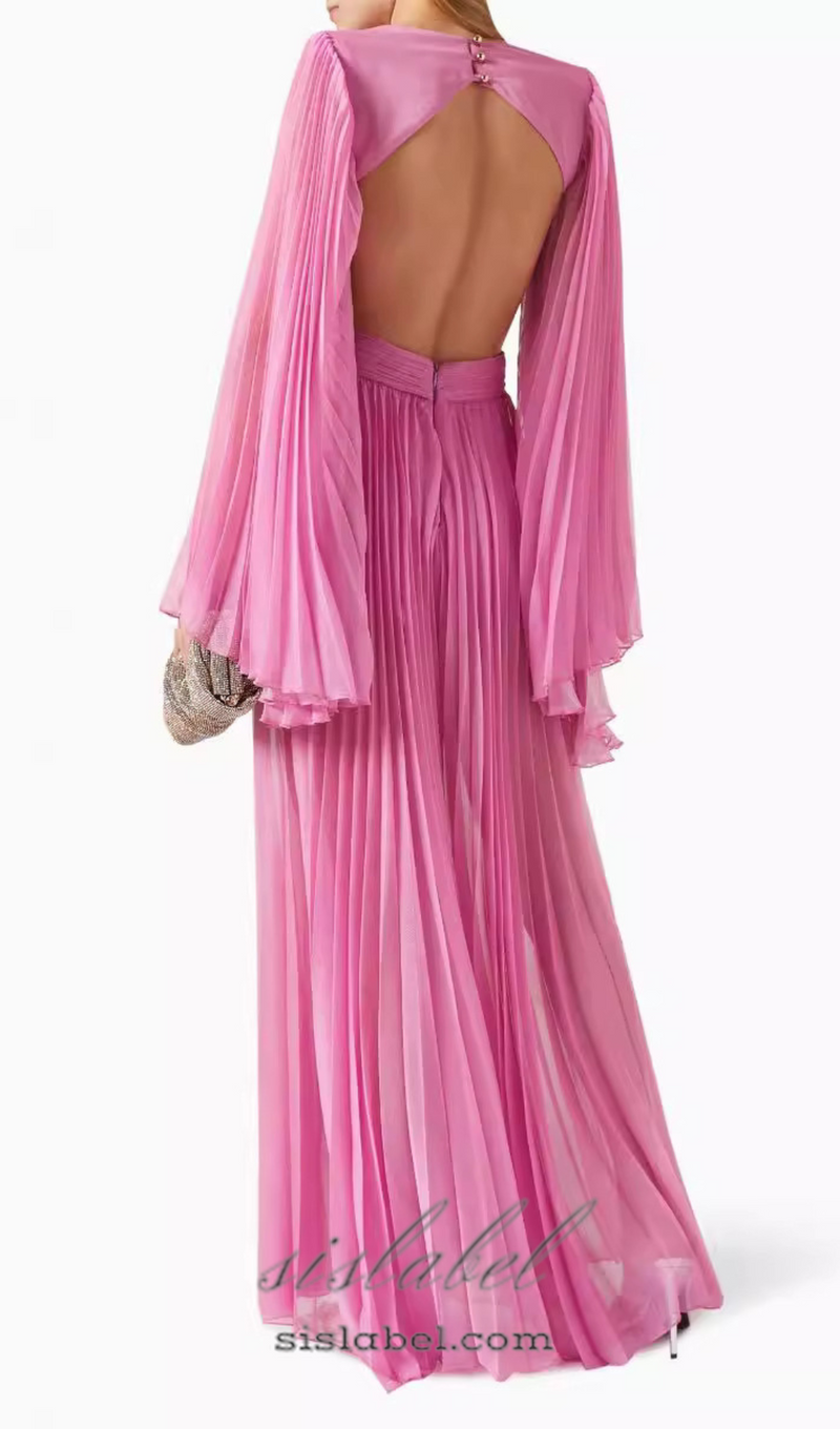 GEORGIA RUCHED FLOWER CUT OUT MAXI JUMPSUIT IN PINK