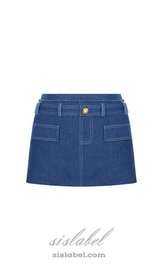 Cathy Tweed Mini Skirt in blue