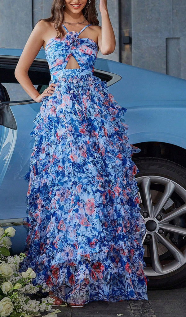 BLUE FLORAL MAXI DRESS