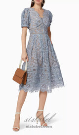 FINE CORD LACE MIDI DRESS