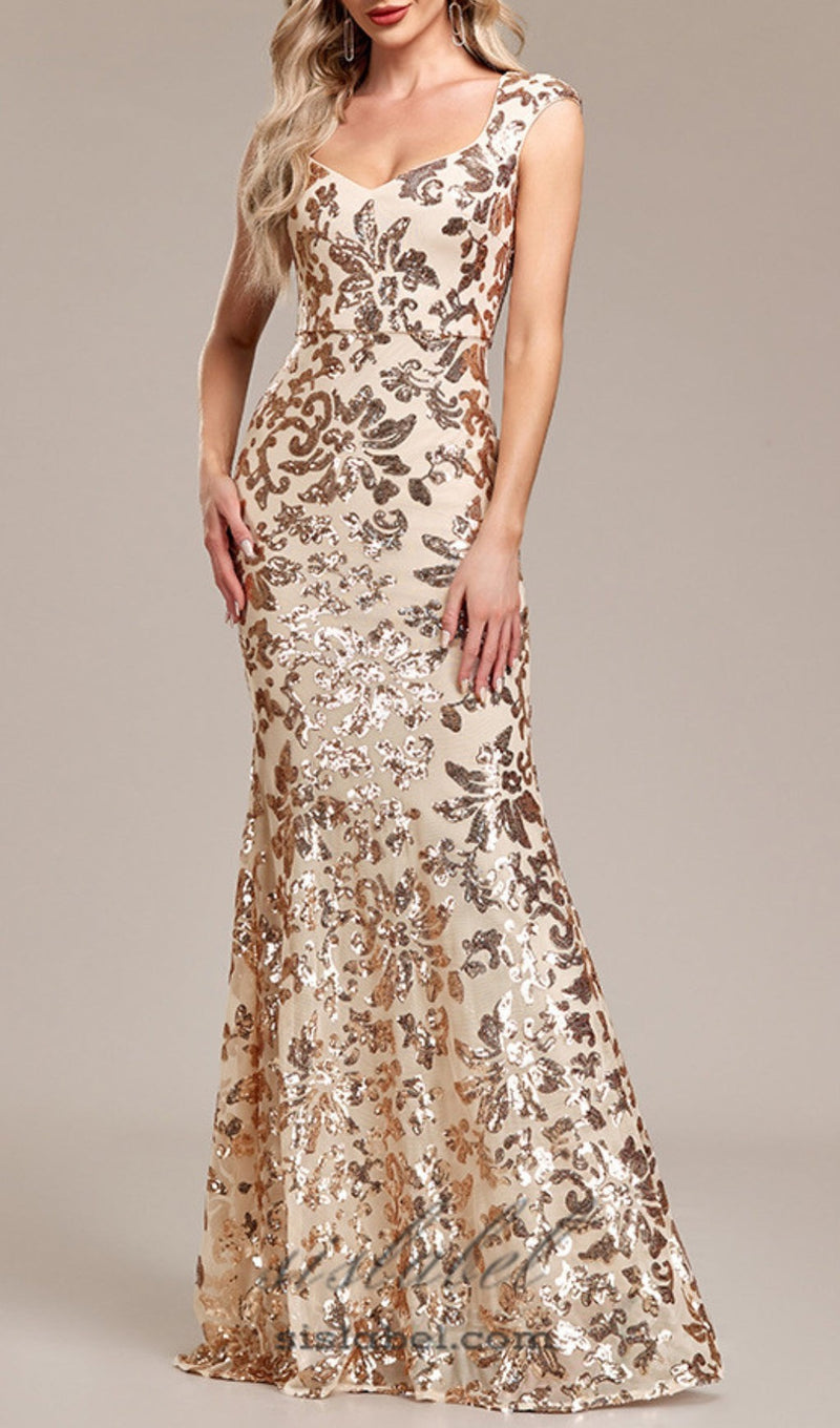 ARZILLA SEQUIN GOWN IN GOLD