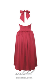 WENDY PLUNGING HALTER BACKLESS MAXI DRESS IN RED