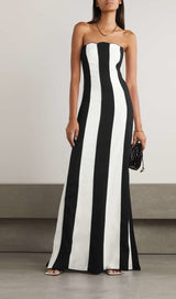 STRAPLESS STRIPED MAXI DRESS