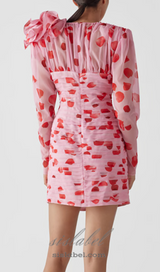 PETAL PRINT CUTOUT MINI DRESS IN PINK