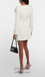 STEPHANIE WHITE BOUCLE BLAZER MINI DRESS